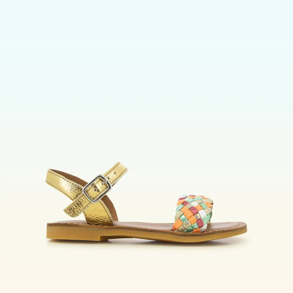 shoo-pom-lazar-kate-sandales-fille-grandes-pointures-cuir-platine-tresses-multi image 2