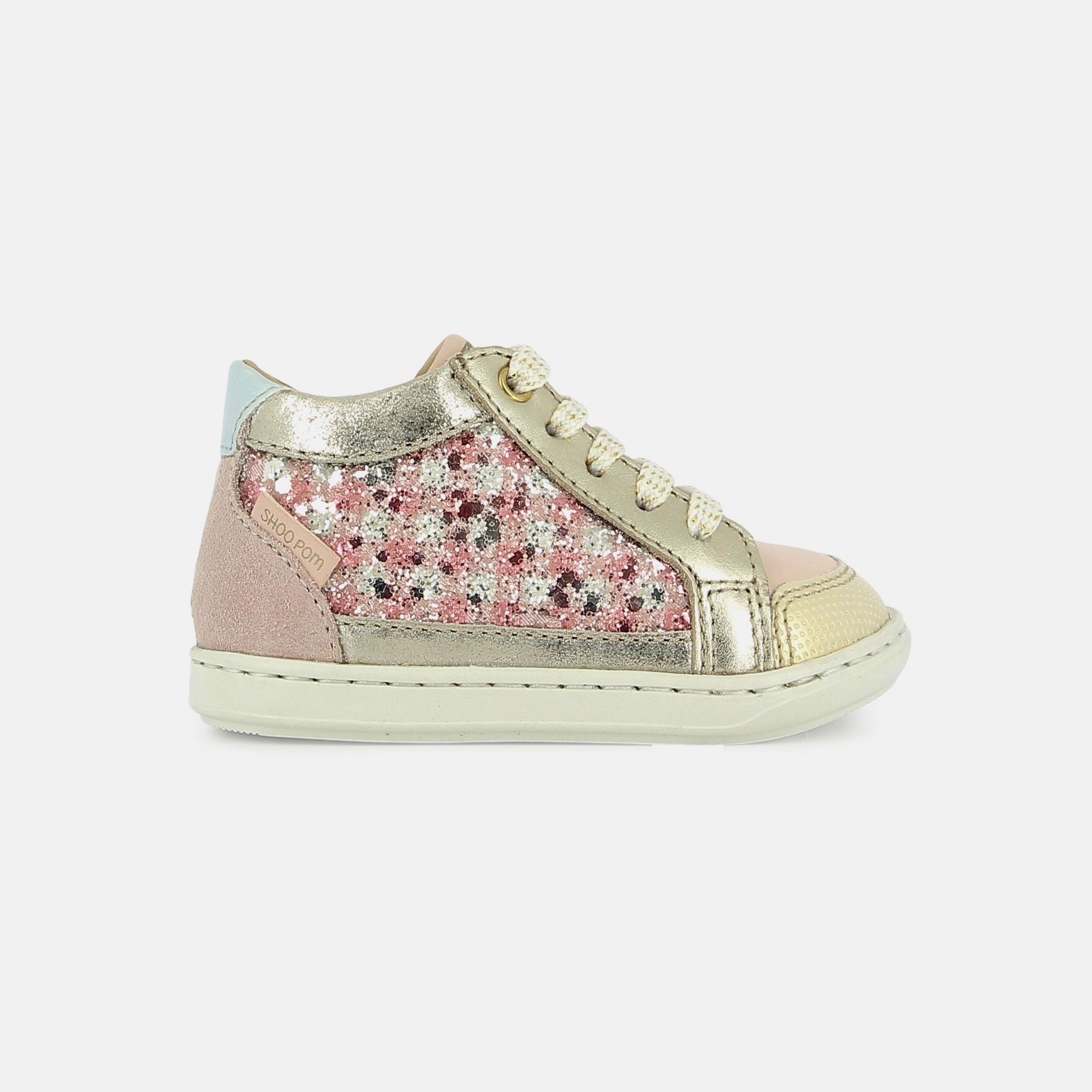 shoo-pom-bouba-connect-basket-premiers-pas-pink-glitter-multi image 4