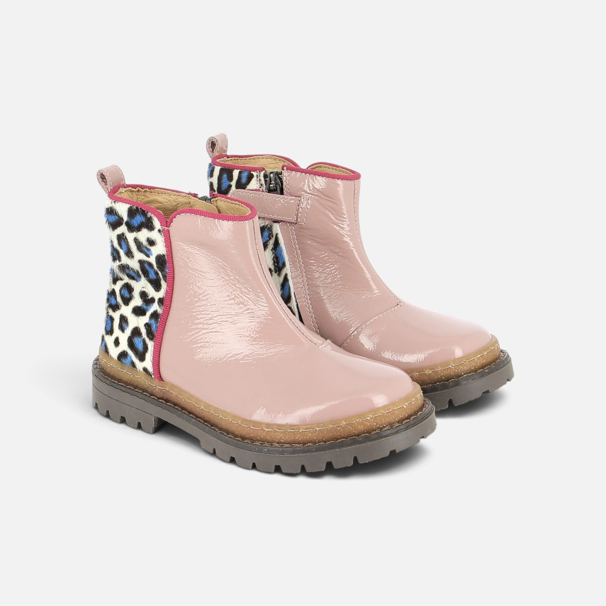 pom-d-api-wall-boots-enfant-cuir-vernis-fushia-bianco-bleu image 1