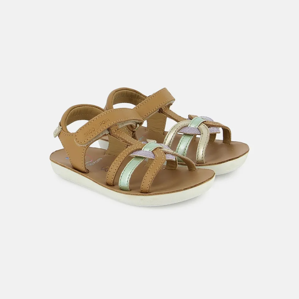 shoo-pom-goa-4ever-sandales-cuir-enfant-camel-lilac image 1