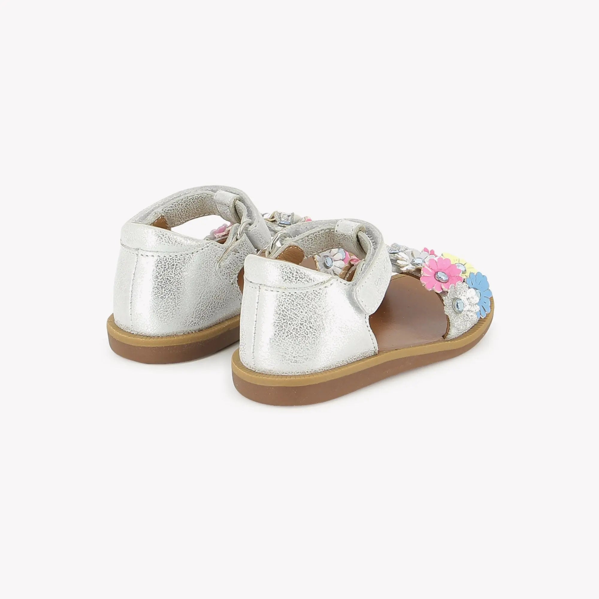 pom-d-api-poppy-strass-flowers-sandales-premiers-pas-silver-multi image 3
