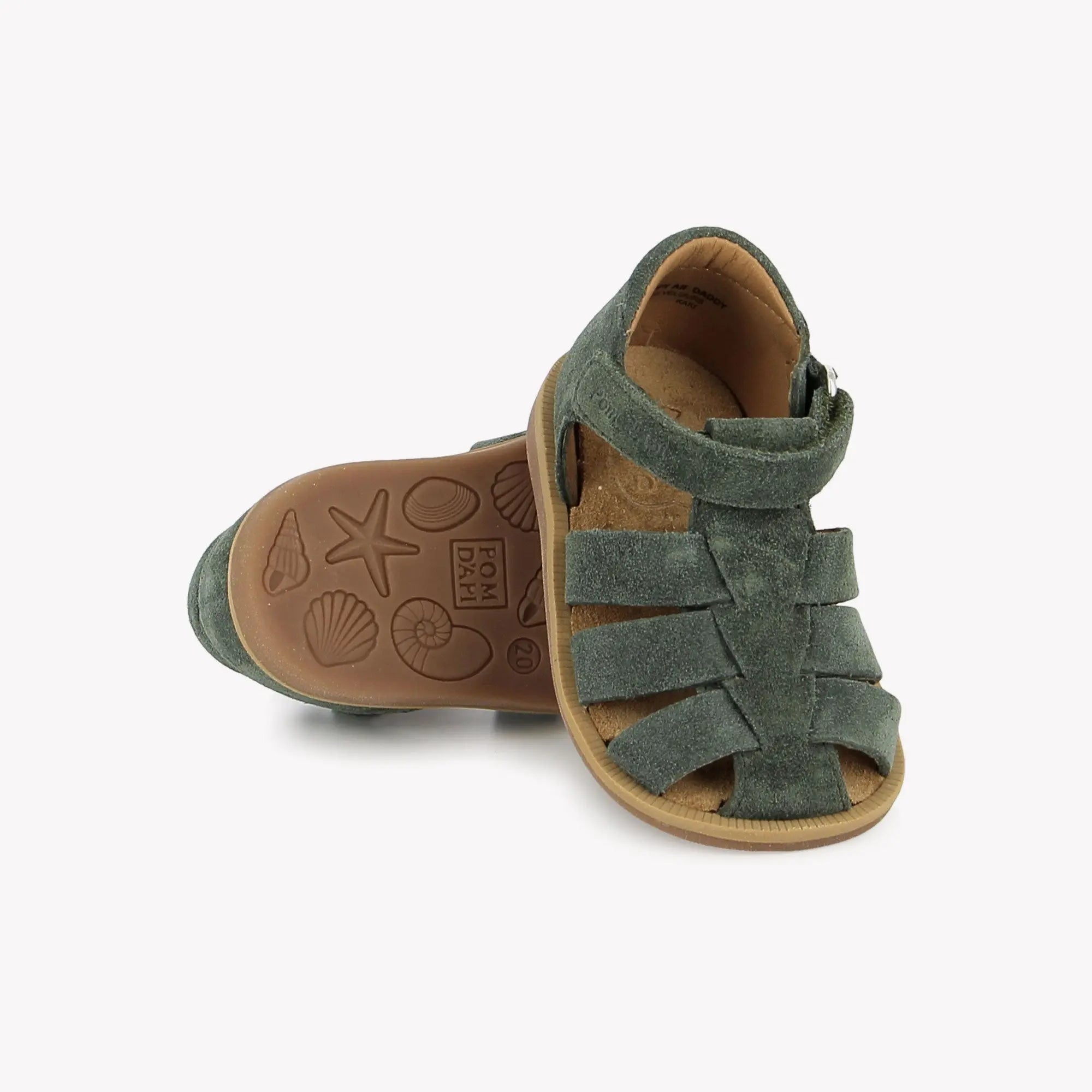 pom-d-api-poppy-air-daddy-sandales-premiers-pas-gar-on-kaki-velours image 2