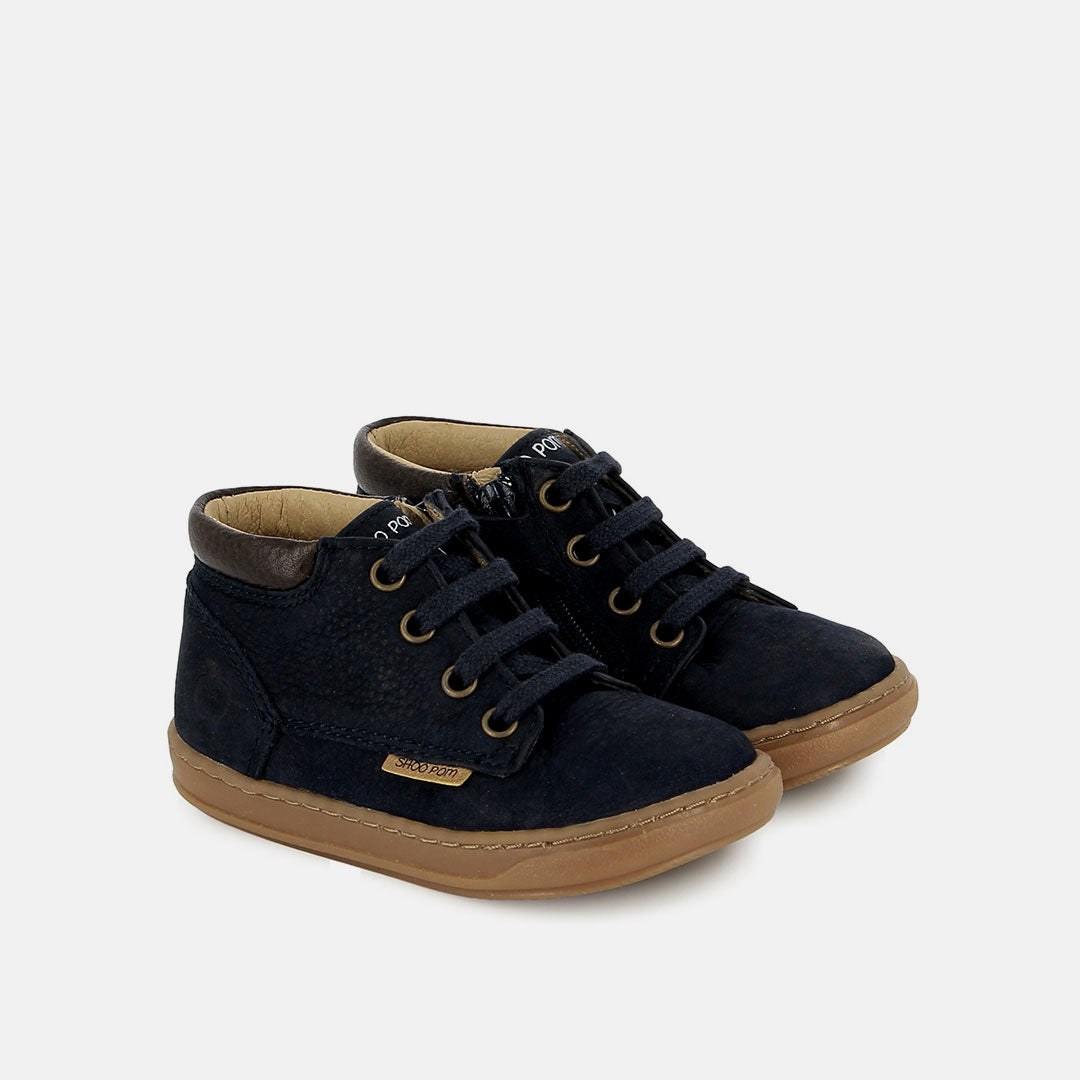 shoo-pom-bouba-zip-desert-basket-premiers-pas-b-b-gar-on-longbeach-navy-choco image 1