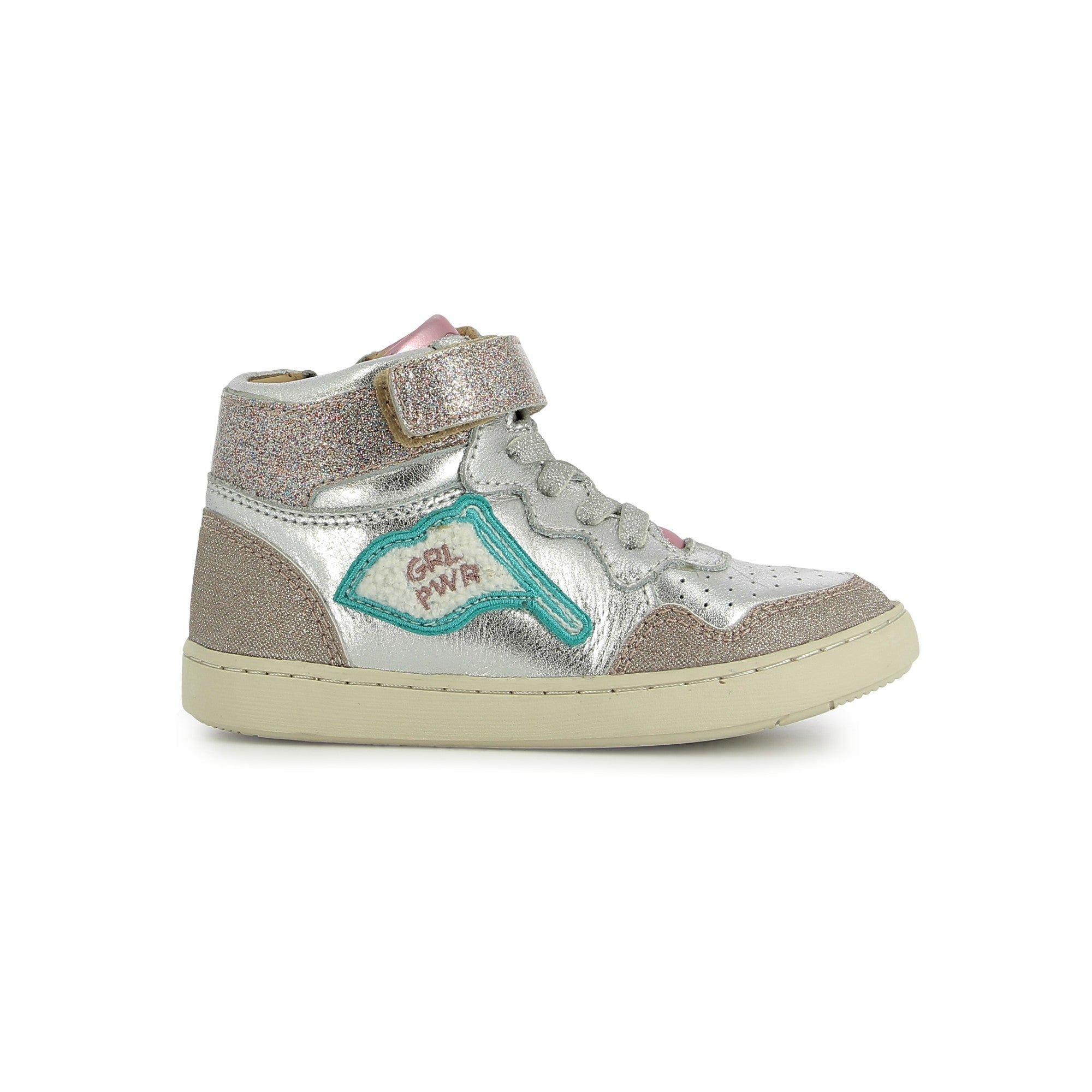 shoo-pom-play-flag-pwr-girl-baskets-fille-cuir-flash-silver image 5