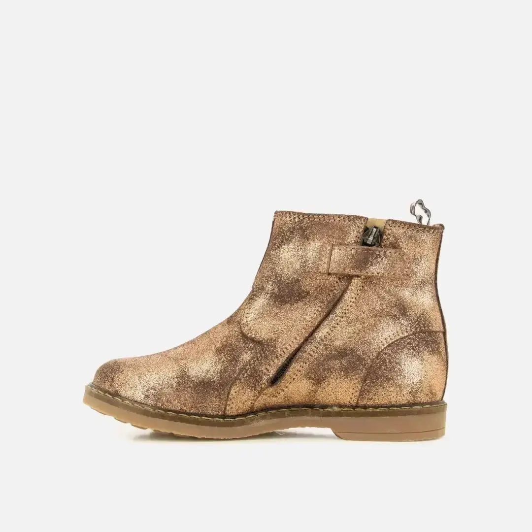 pom-d-api-trip-jodzip-bottine-enfant-cuir-velours-paillet-bronze image 2