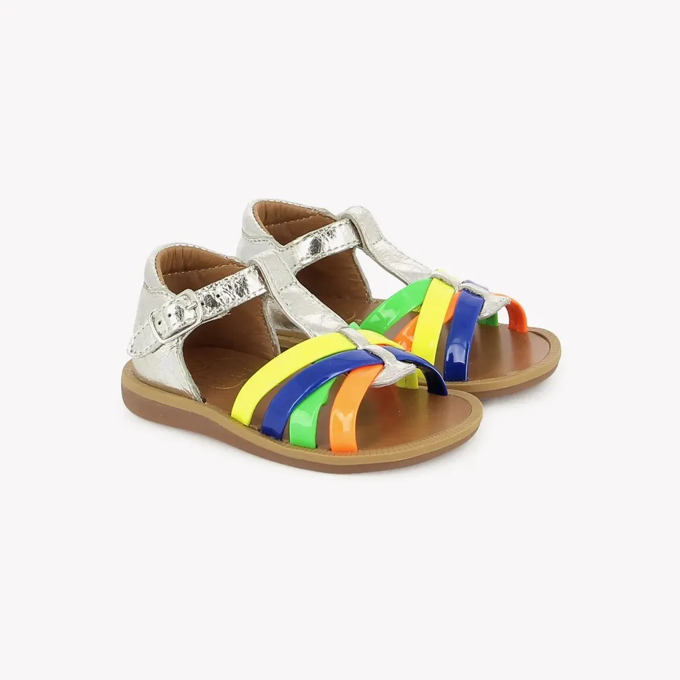 pom-d-api-poppy-back-neptune-sandale-premiers-pas-silver-multi-fluo image 1