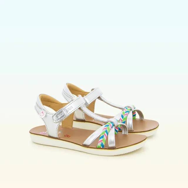 shoo-pom-goa-salom-sandale-fille-cuir-argent-multicolore image 1