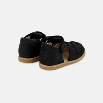 shoo-pom-tity-tonton-sandale-premiers-pas-cuir-marine-bout-ferm image 3