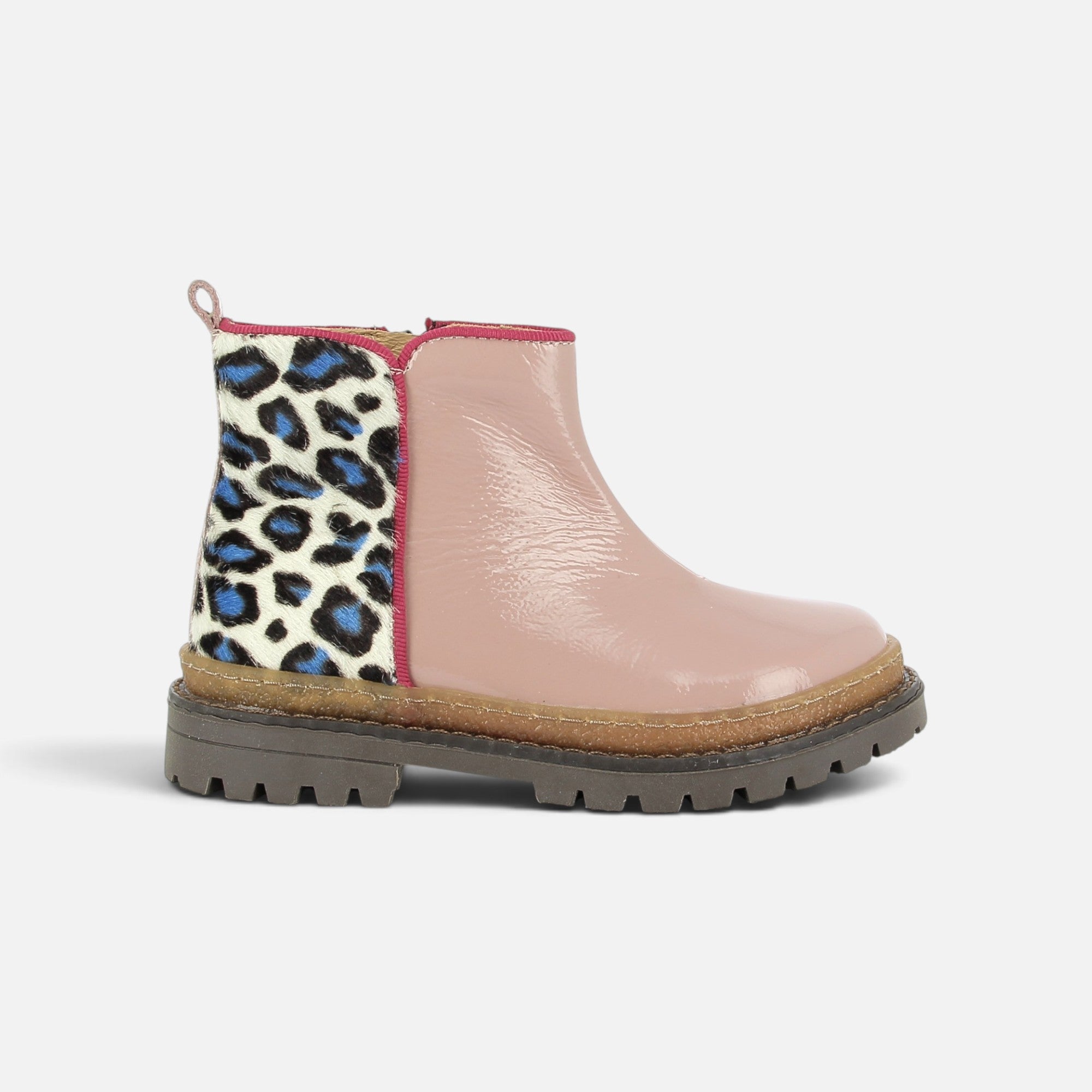 pom-d-api-wall-boots-enfant-cuir-vernis-fushia-bianco-bleu image 4