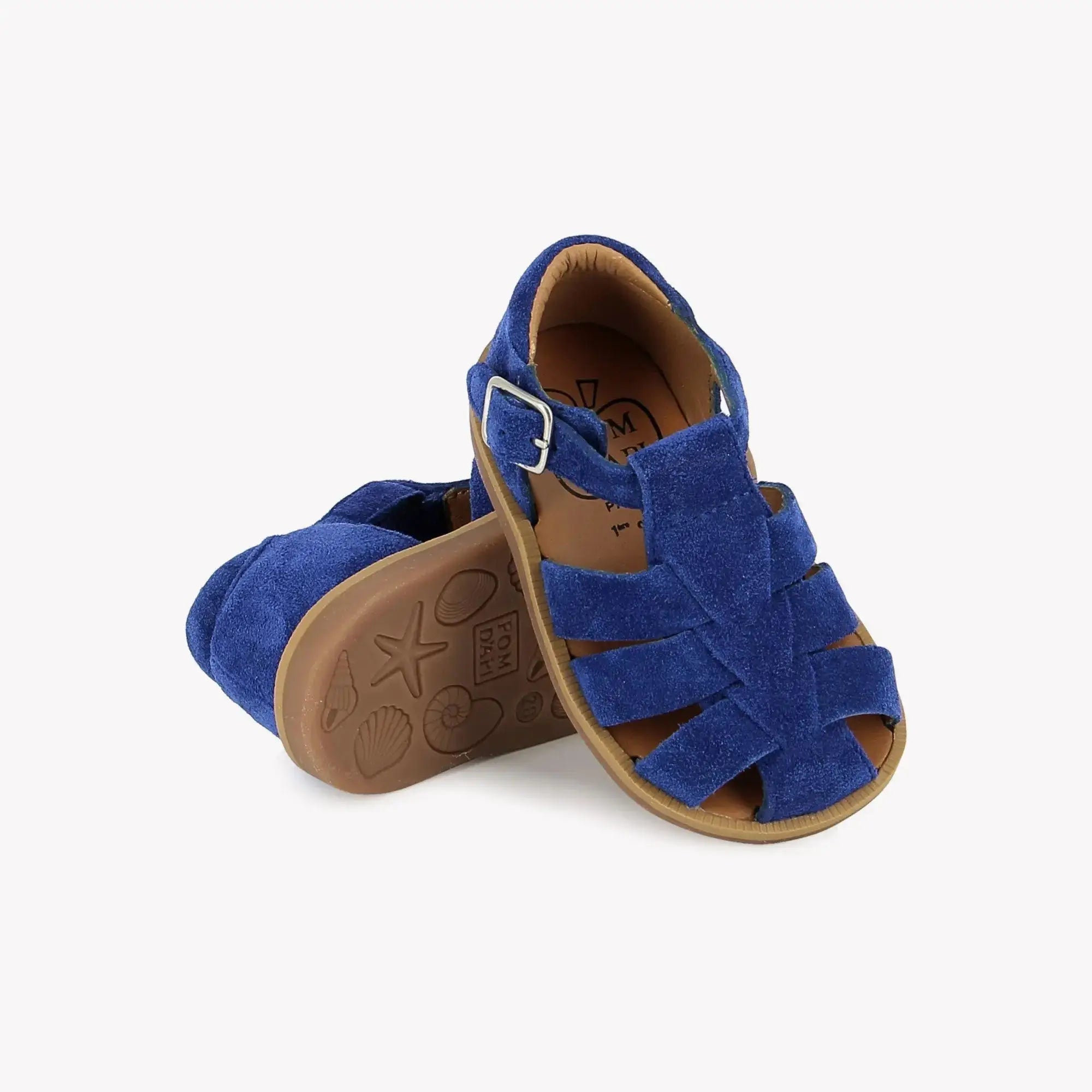 pom-d-api-poppy-daddy-sandales-premiers-pas-gar-on-velours-bleu-electrique image 2