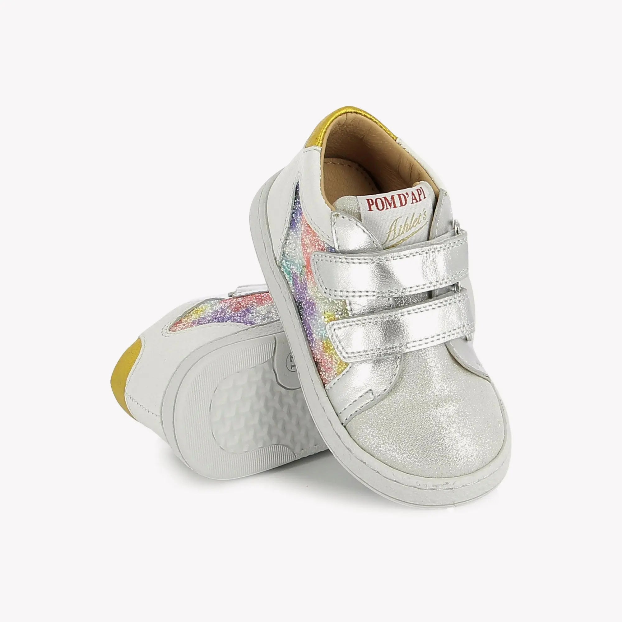 pom-d-api-mousse-easy-top-basket-velcro-fille-blanc-multi-velours-glitter image 2