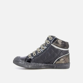 shoo-pom-plug-ritskant-chaussure-enfant-noir-simili-insert-argent image 2
