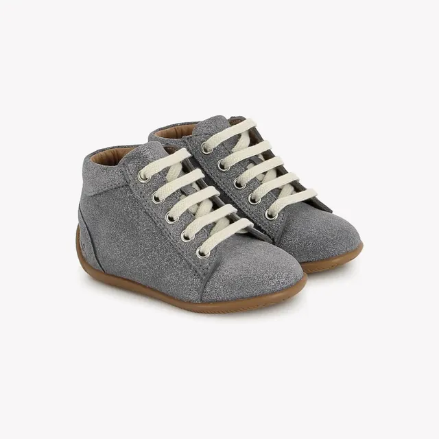 pom-d-api-shoemi-lace-star-basket-premiers-pas-gris-paillet image 1