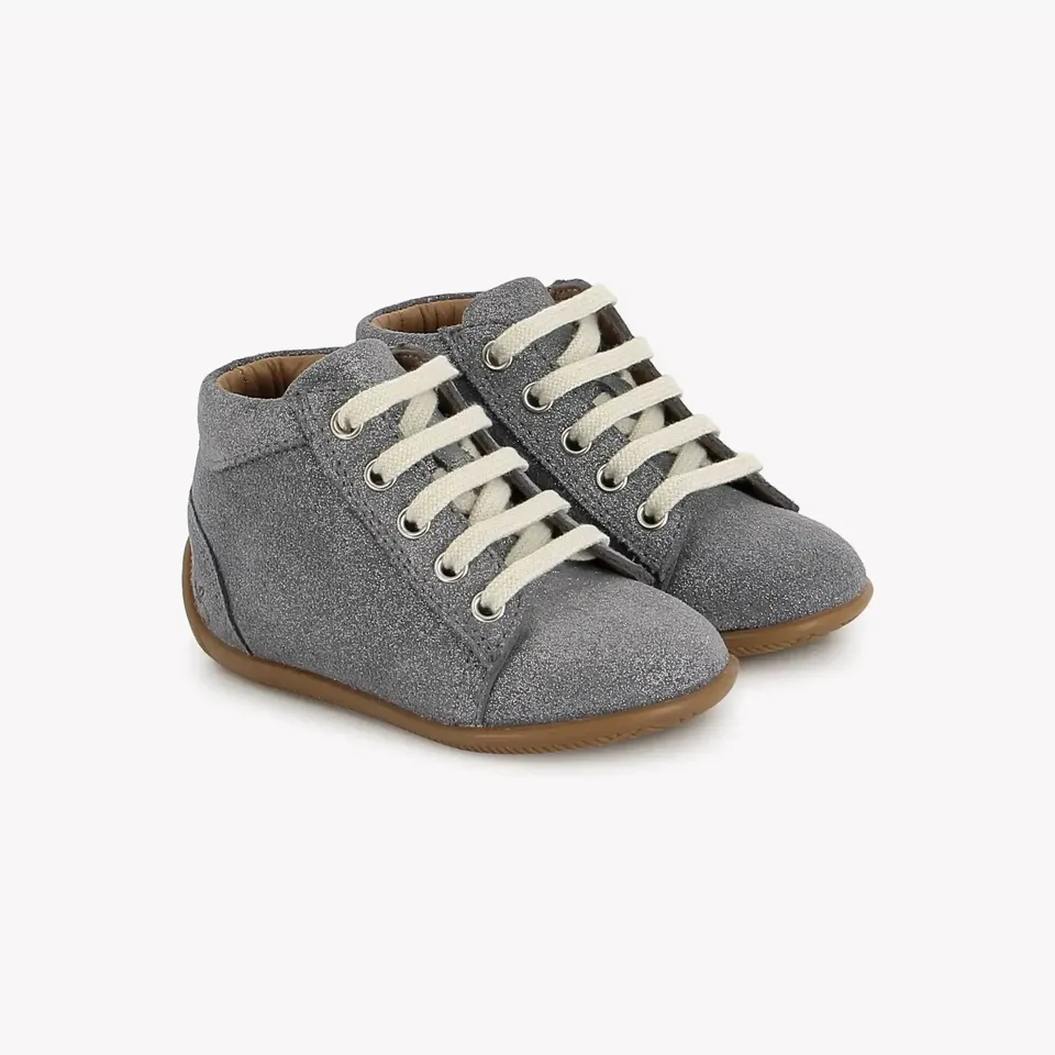 pom-d-api-shoemi-lace-star-basket-premiers-pas-gris-paillet image 1
