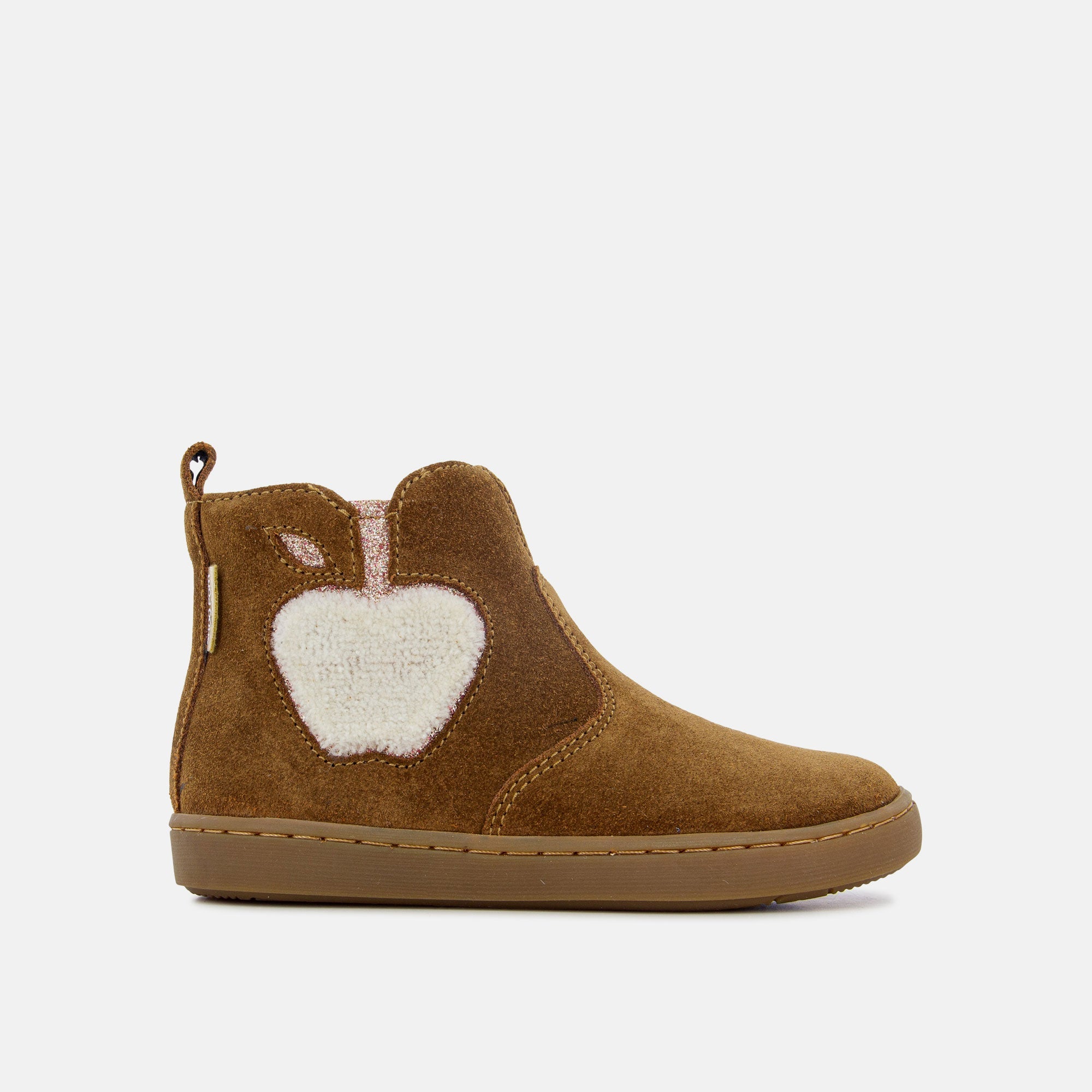 shoo-pom-play-apple-tuff-bottine-enfant-cuir-velours-marron image 2