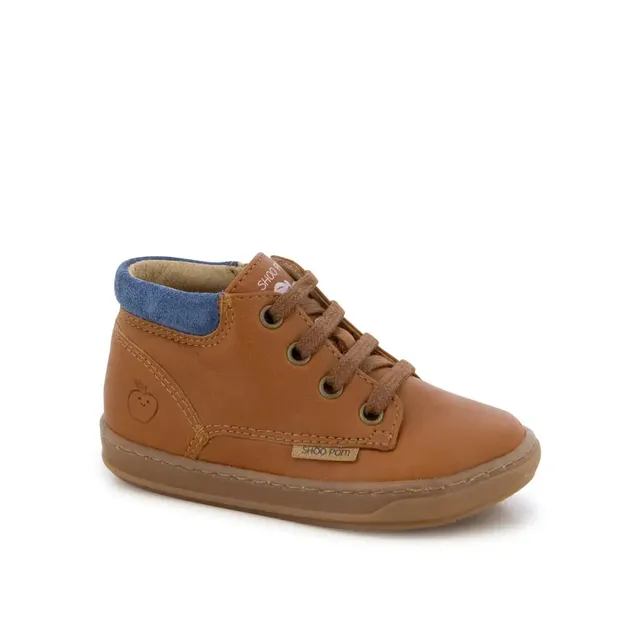 shoo-pom-bouba-zip-desert-chaussure-premiers-pas-marron-double-zip image 1