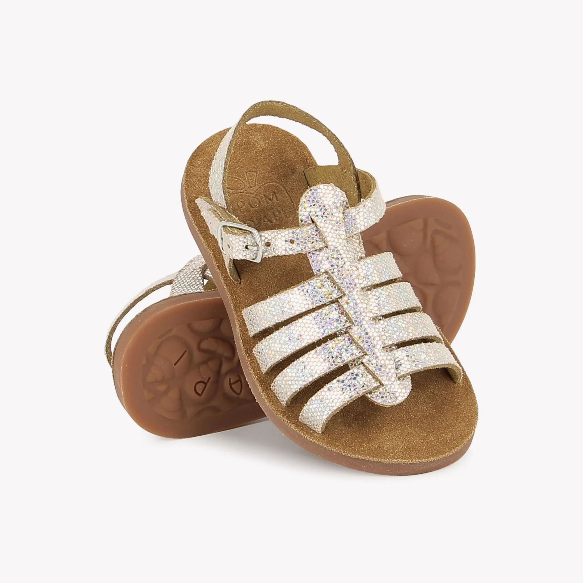 pom-d-api-plage-air-pur-strap-sandales-enfant-fille-rose-argent-crosta-luce image 2