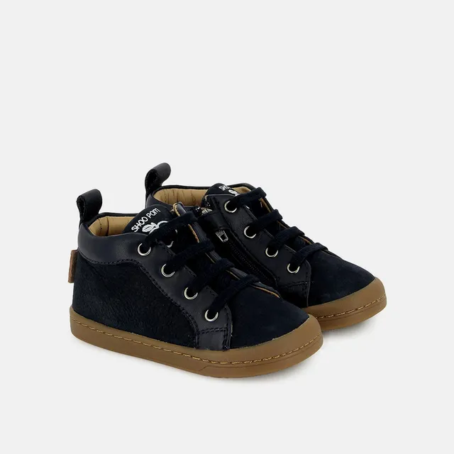 shoo-pom-kikko-base-baskets-premiers-pas-cuir-marine image 1