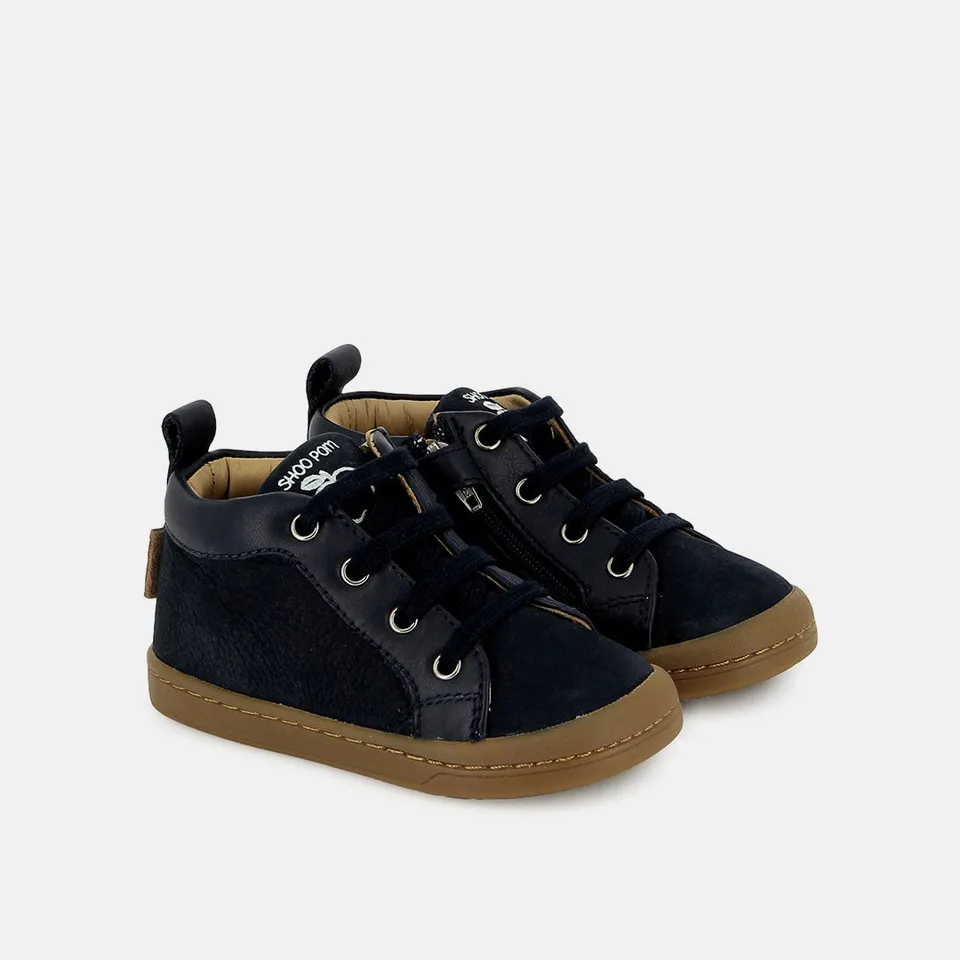 shoo-pom-kikko-base-baskets-premiers-pas-cuir-marine image 1