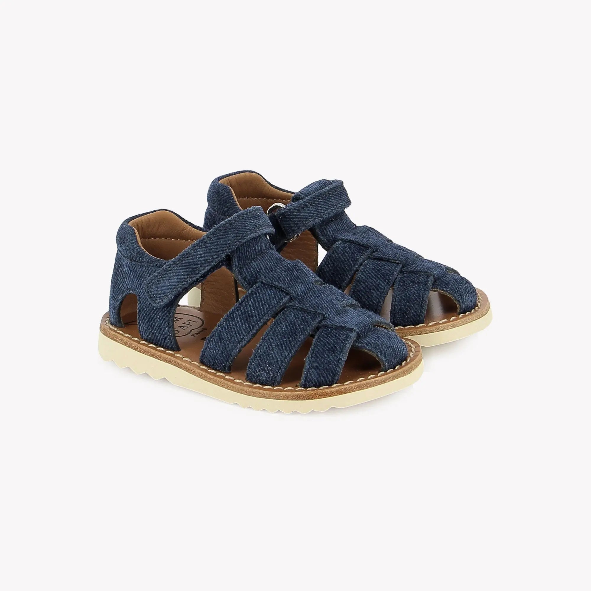 pom-d-api-waff-papy-vel-balanzone-denim-sandale-gar-on-cuir image 2