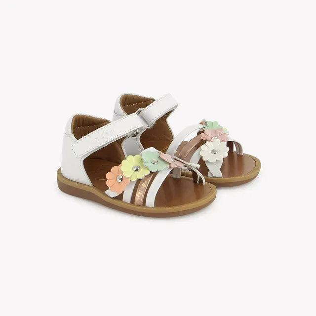 pom-d-api-poppy-multi-flo-sandale-premiers-pas-blanc-pastel image 1