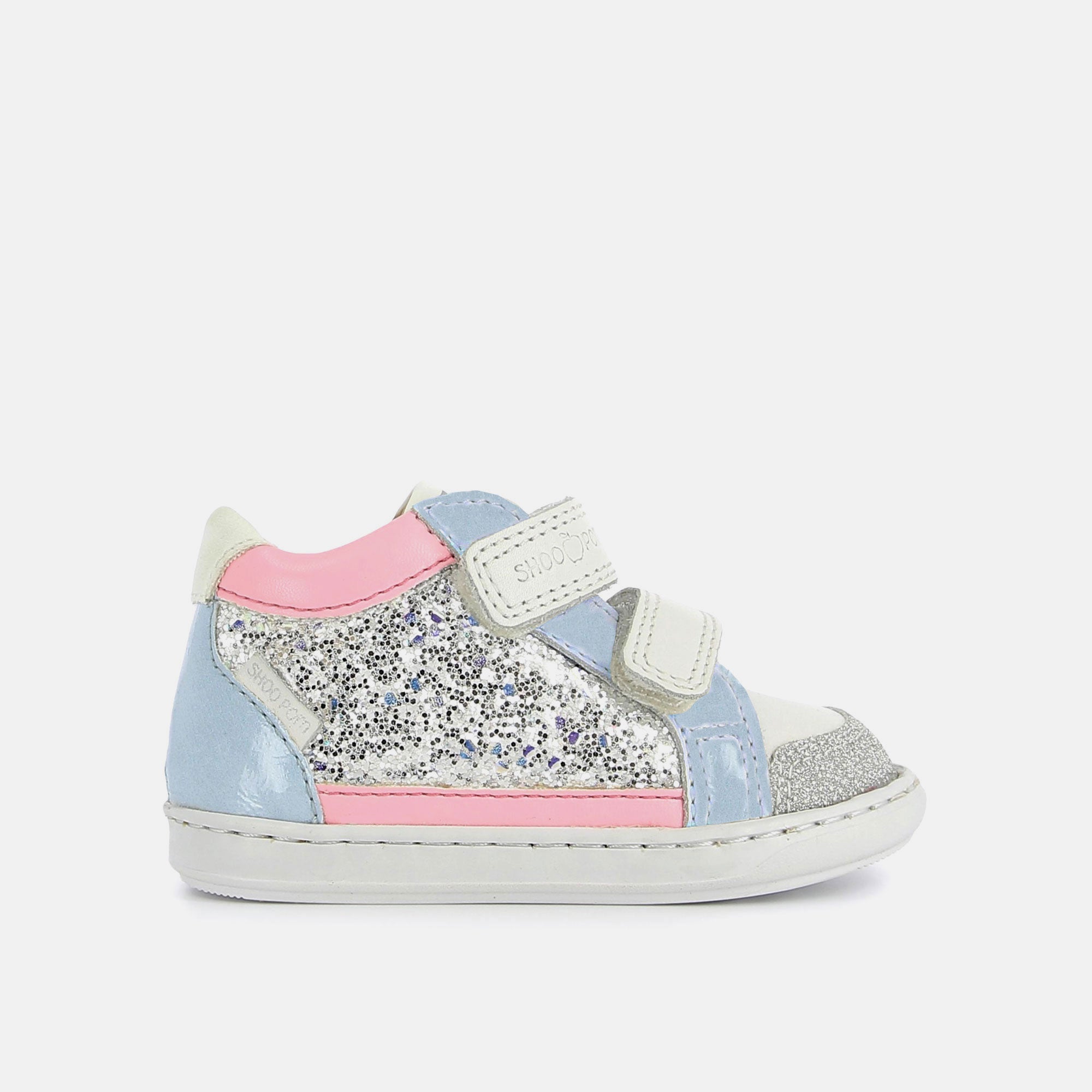 shoo-pom-bouba-easy-co-basket-premiers-pas-nappa-glitter-white-glitter image 4