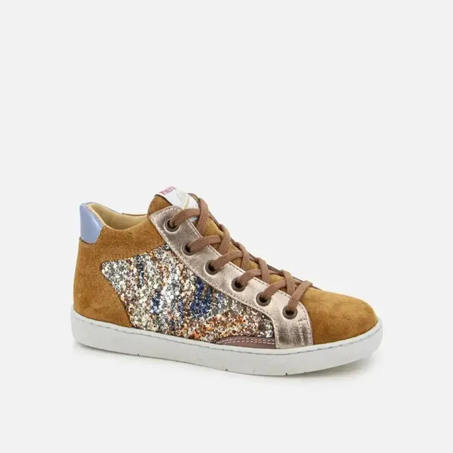 pom-d-api-top-touch-zippy-basket-velours-caramel-paillet-fille image 1