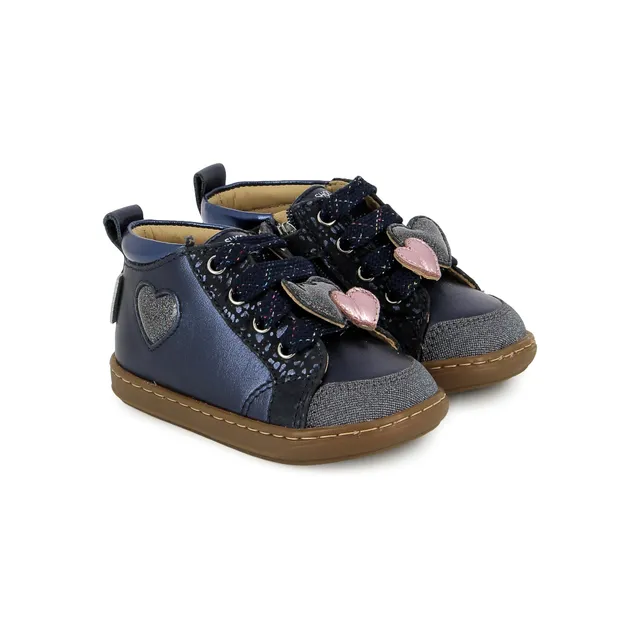 shoo-pom-bouba-nouveau-c-ur-bottillons-premiers-pas-cuir-lamin-marine image 1