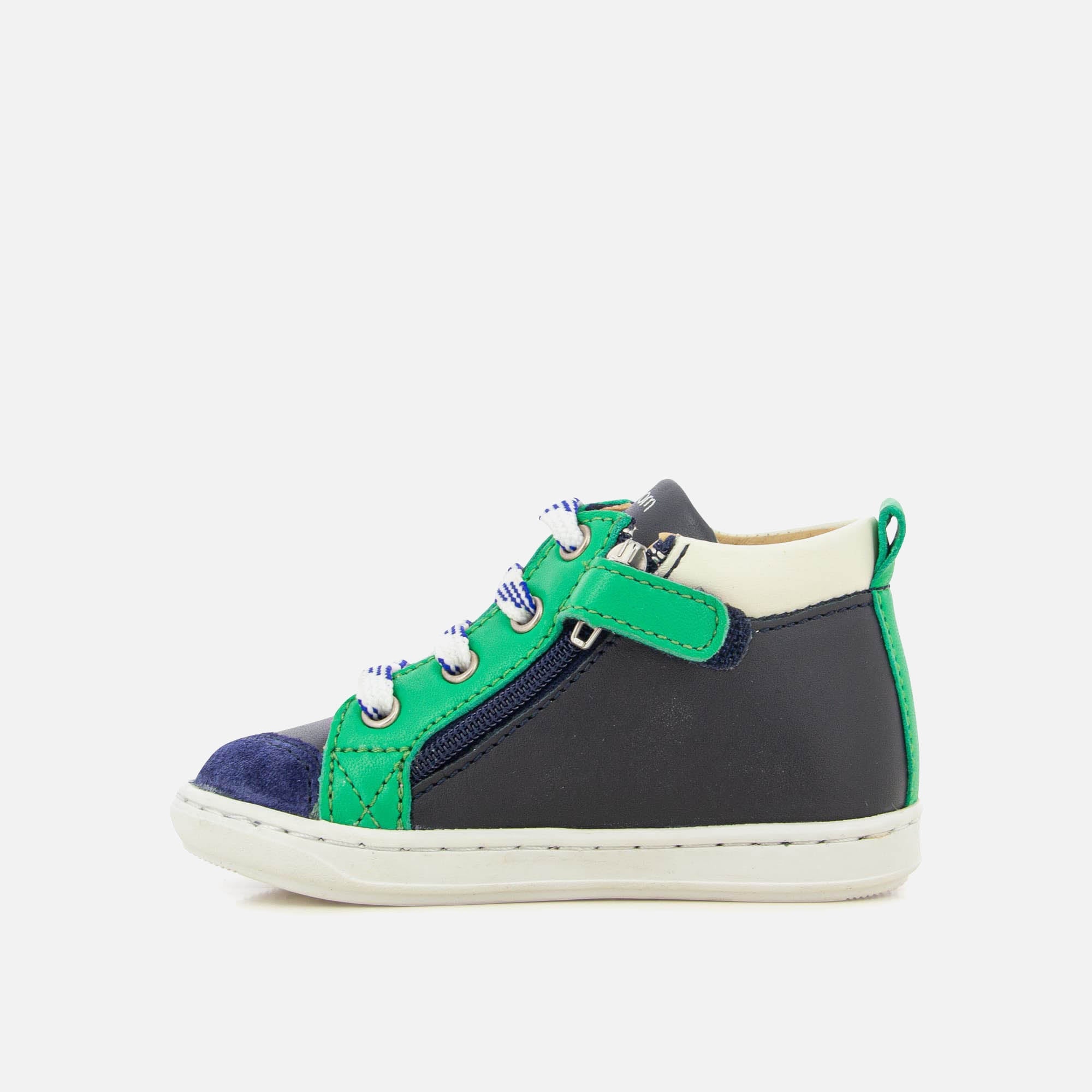 shoo-pom-bouba-bi-zip-basket-premiers-pas-cuir-bleu-marine image 3