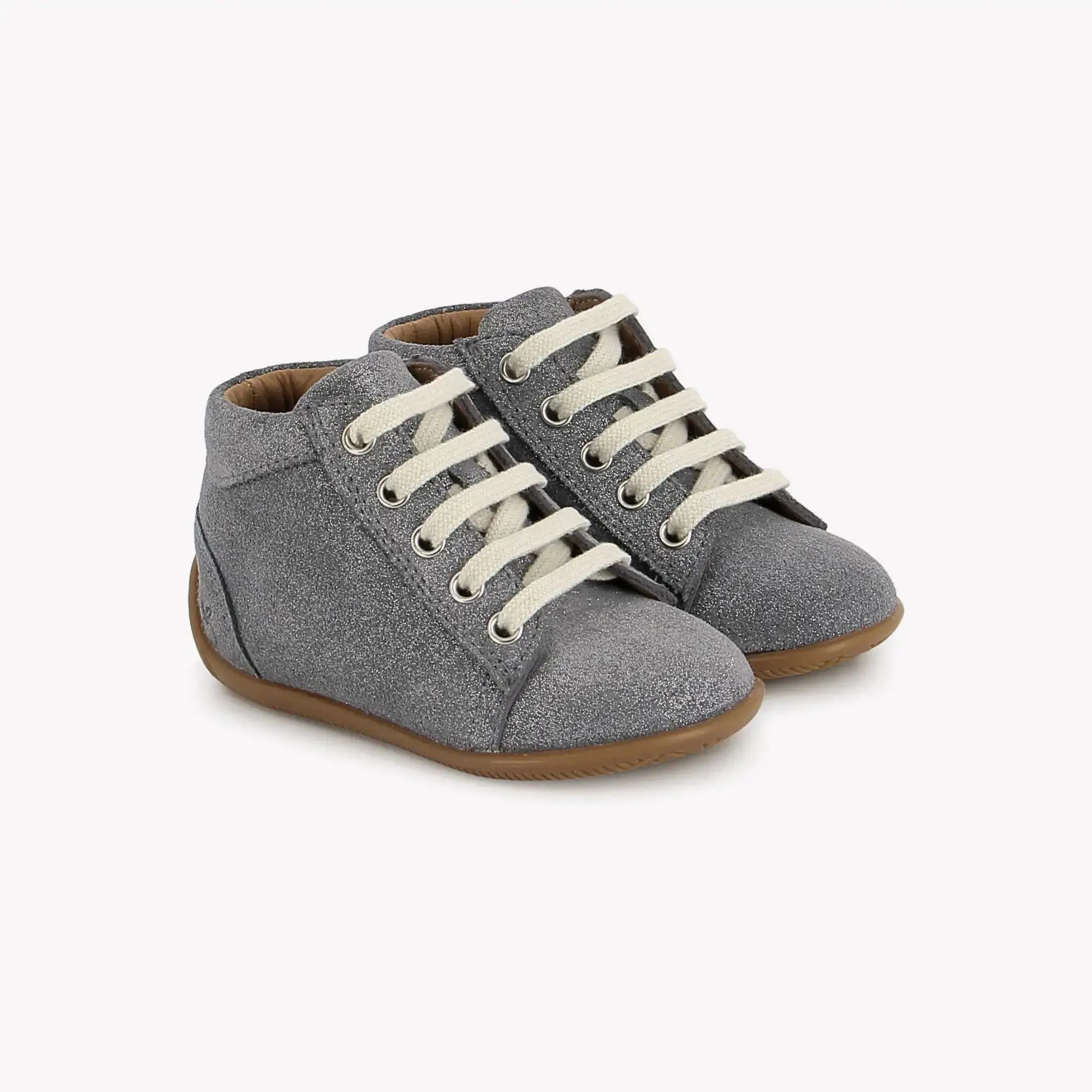 pom-d-api-shoemi-lace-star-basket-premiers-pas-gris-paillet image 1
