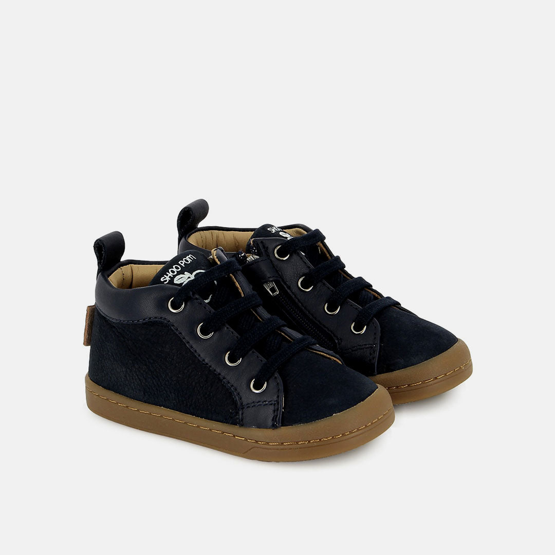 shoo-pom-kikko-base-baskets-premiers-pas-cuir-marine image 1