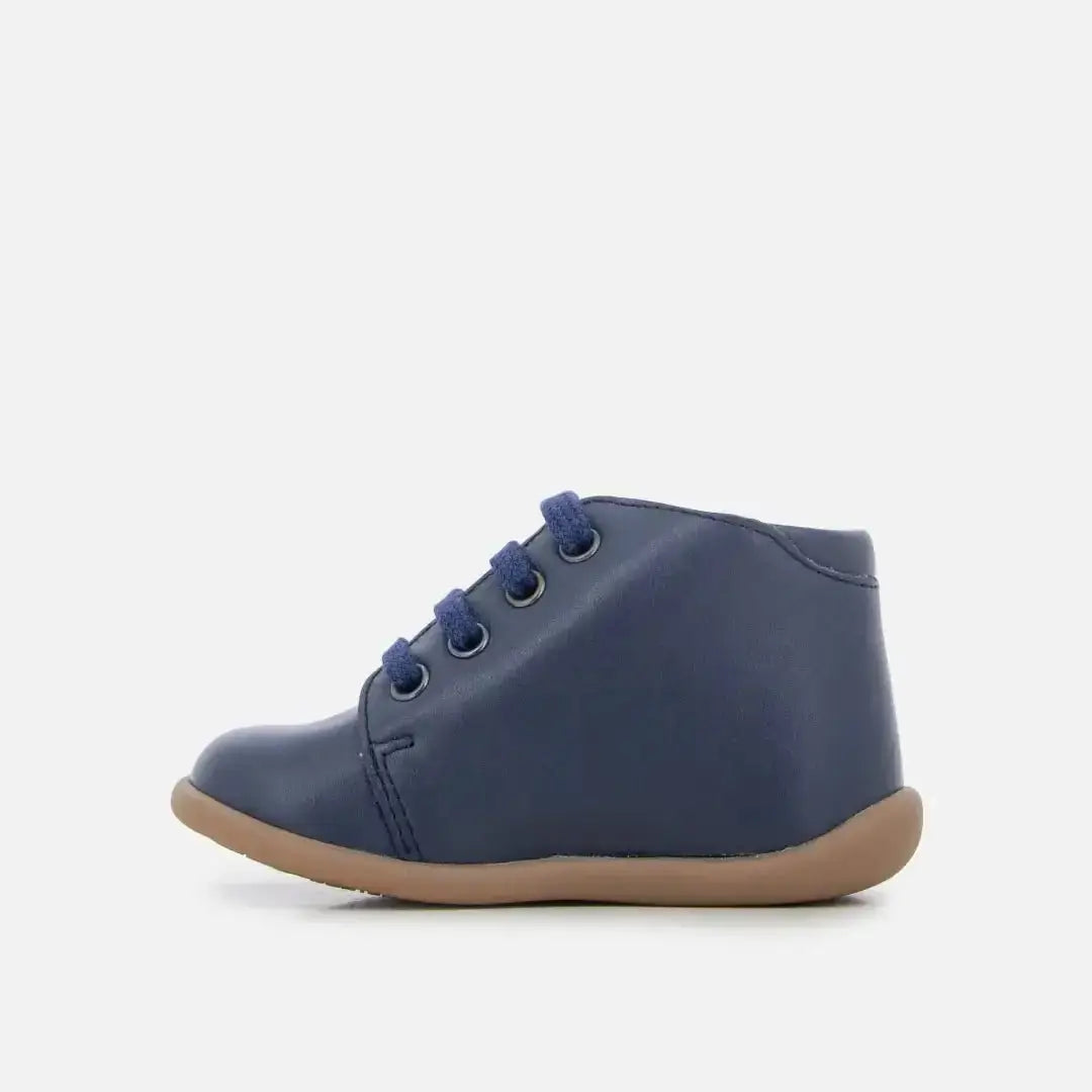 pom-d-api-stand-up-bottine-chaussure-premiers-pas-lacets-bleu-marine image 2