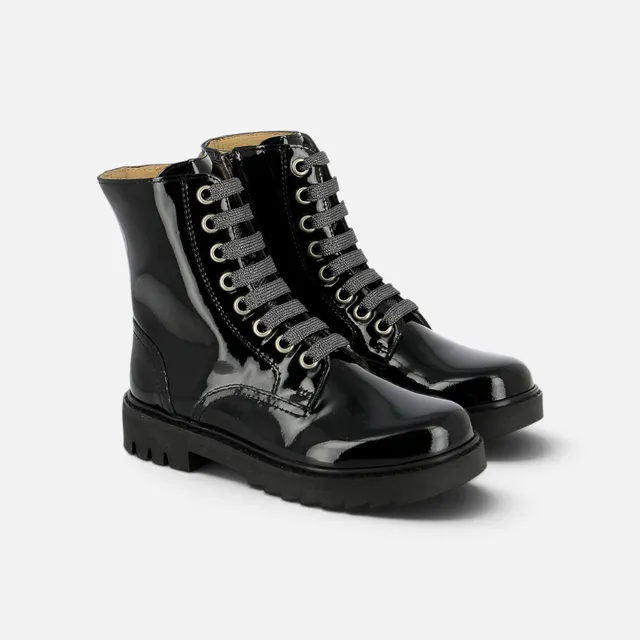 pom-d-api-sid-ranger-boots-vernis-noir-semelle-noire image 1