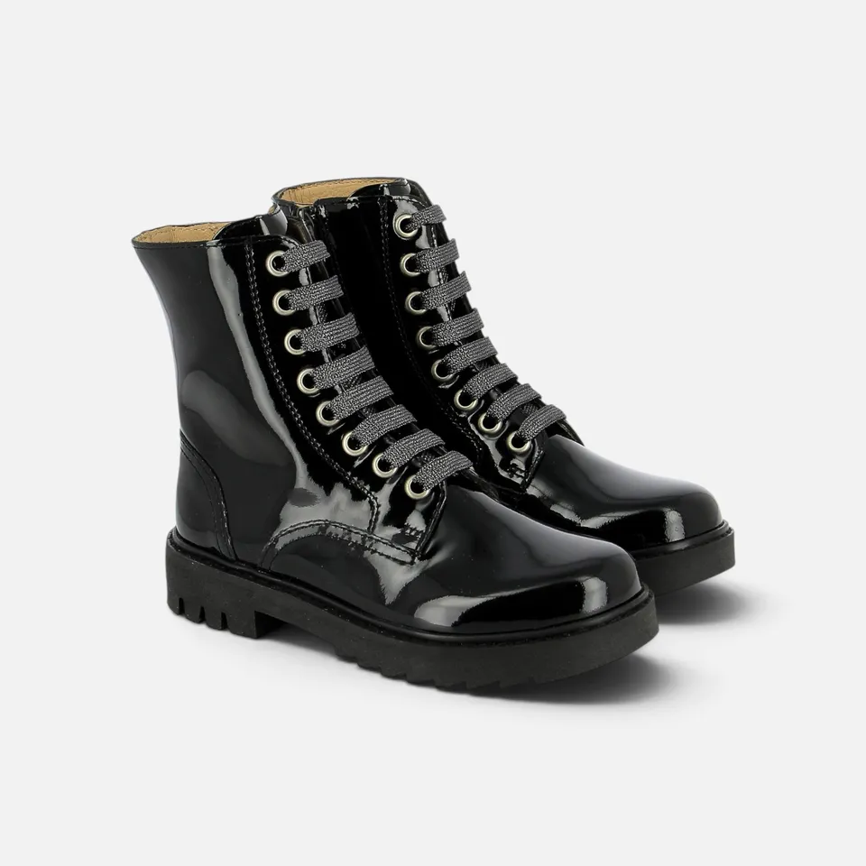 pom-d-api-sid-ranger-boots-vernis-noir-semelle-noire image 1