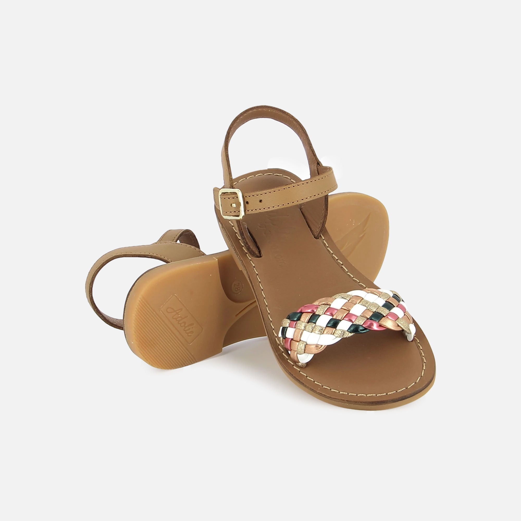 shoo-pom-lazar-kate-sandales-fille-grande-pointure-cuir-tresses-multi image 2