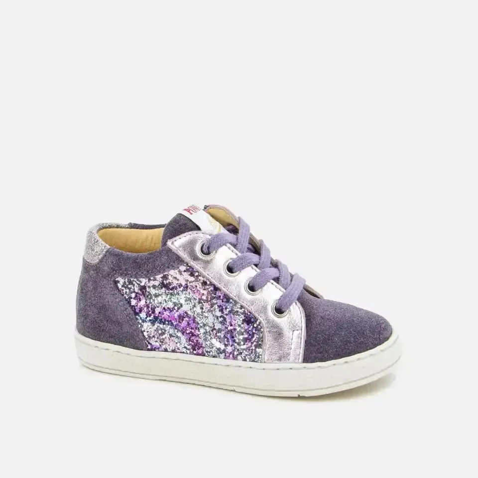 pom-d-api-mousse-zip-top-basket-premiers-pas-argent-violet image 1