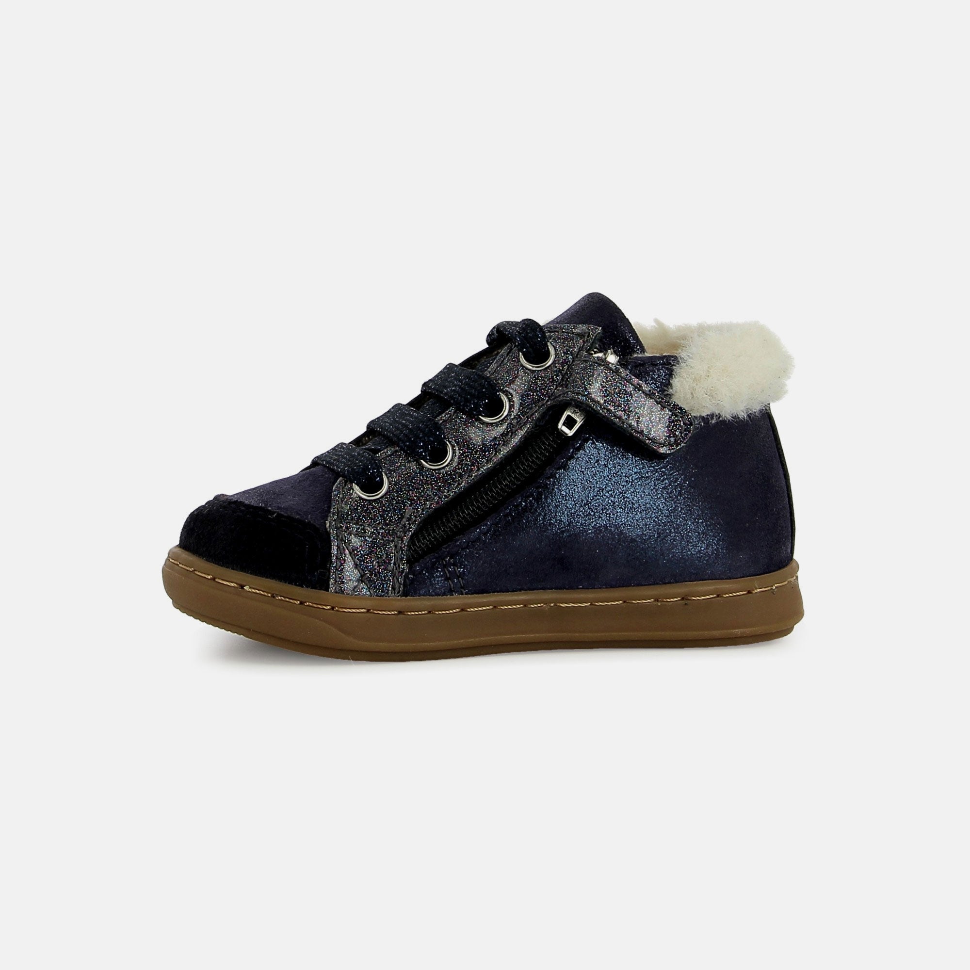 shoo-pom-bouba-zip-hair-chaussure-premiers-pas-fille-dust-fur-navy image 5