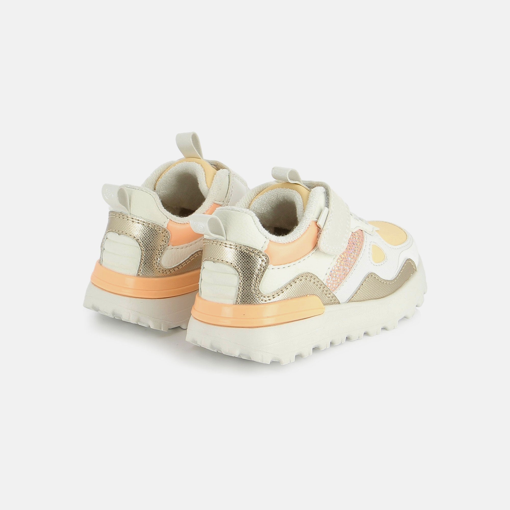 shoo-pom-joggy-scratch-baskets-enfant-fancy-neon-grid-orange-off-white image 3