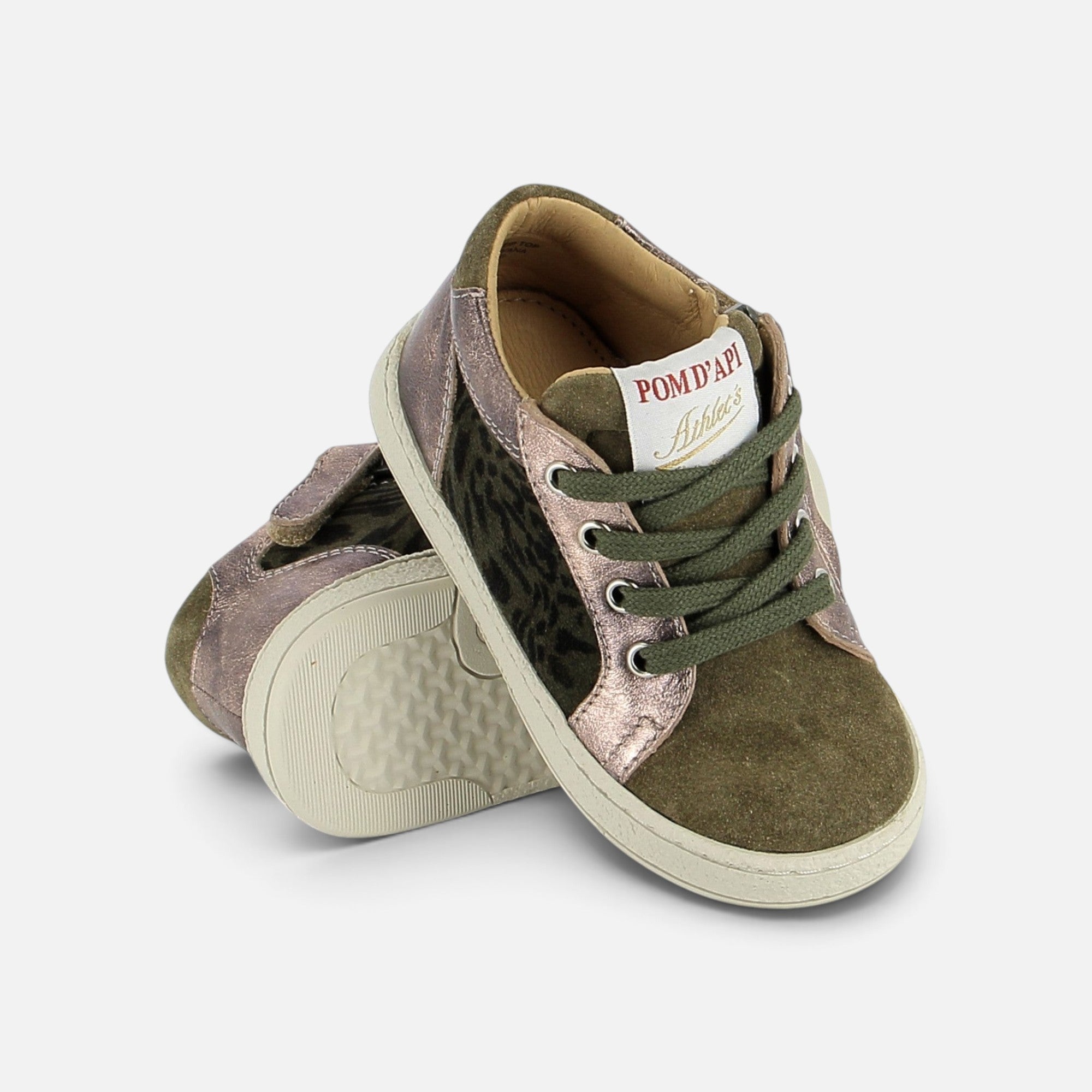 pom-d-api-mousse-zip-top-basket-velours-truffle-kaki-fille image 2