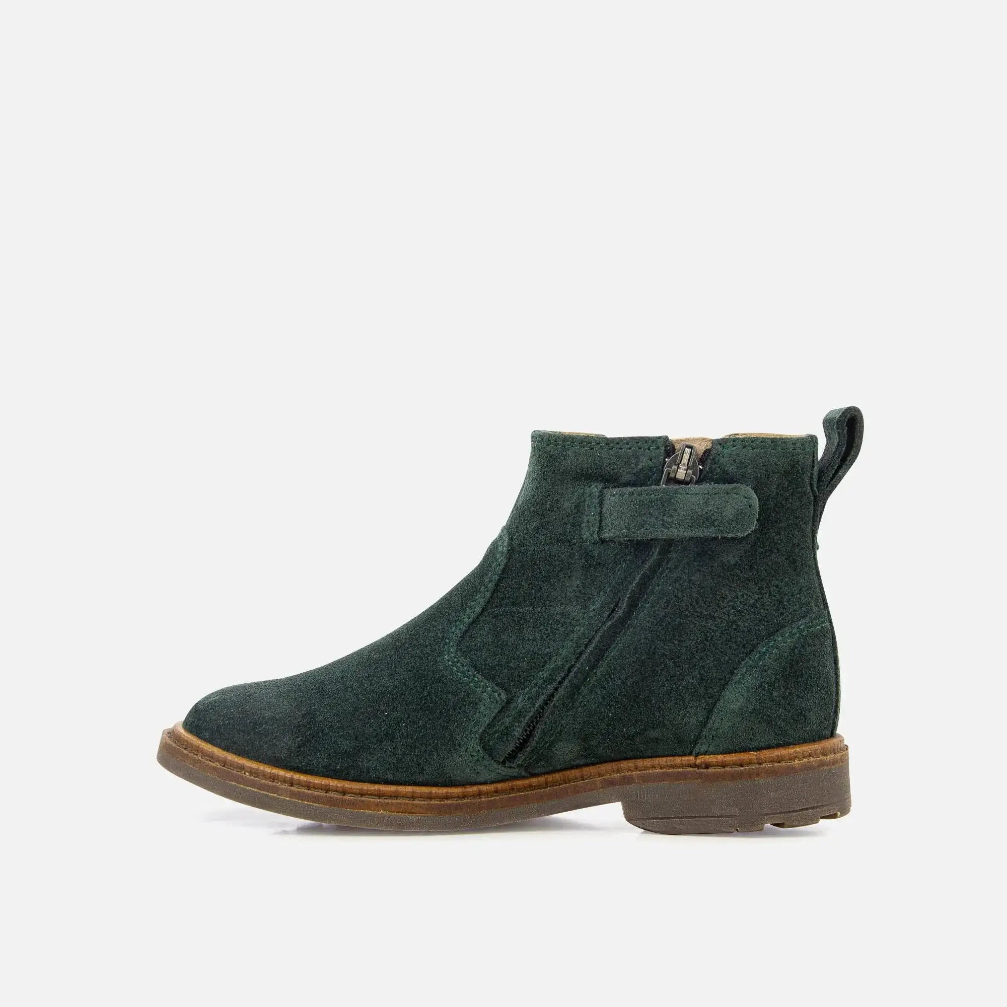 pom-d-api-sister-jodzip-bottine-enfant-cuir-velours-vert-sapin image 2