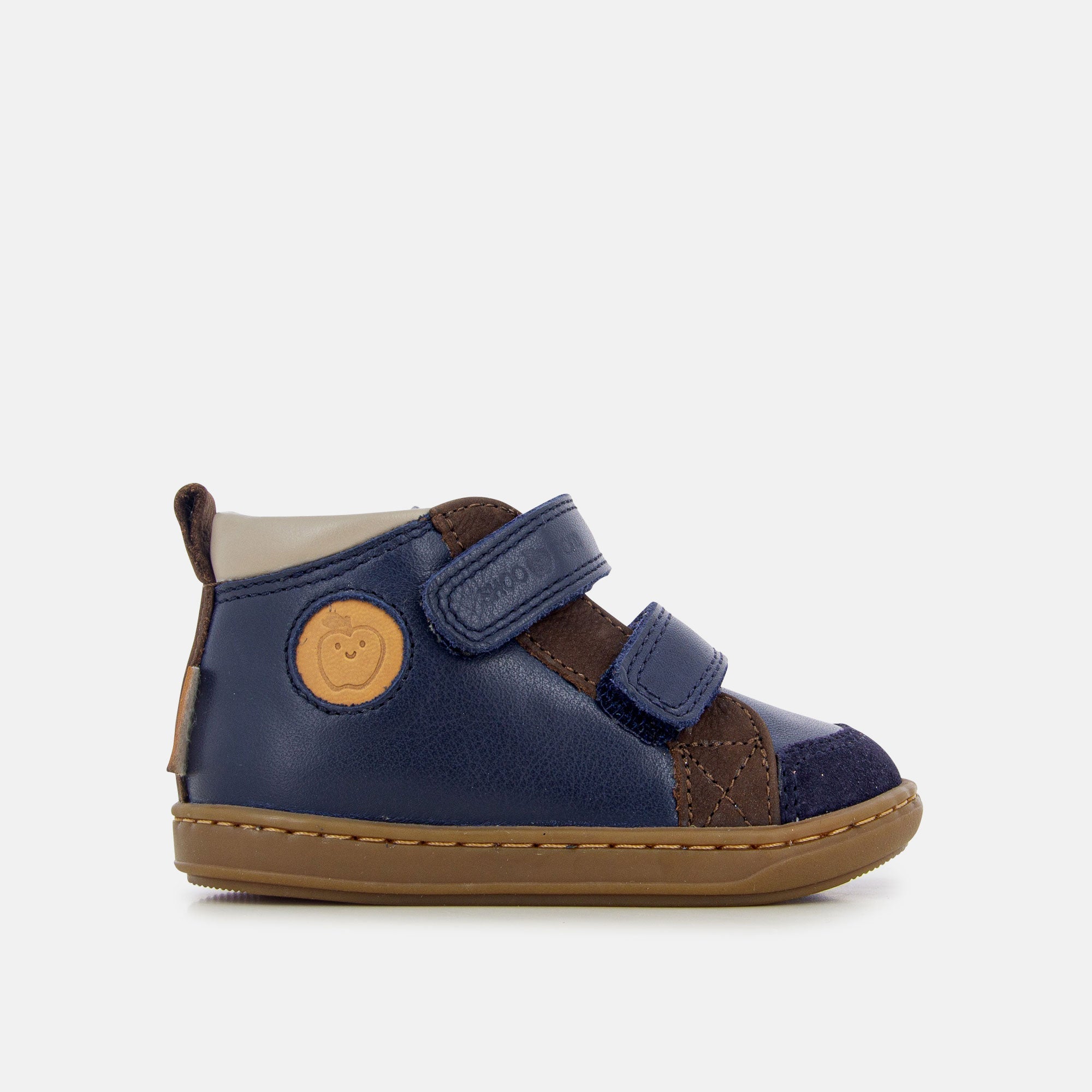 shoo-pom-bouba-new-scratch-baskets-premiers-pas-gar-on-cuir-bleu-marine image 2