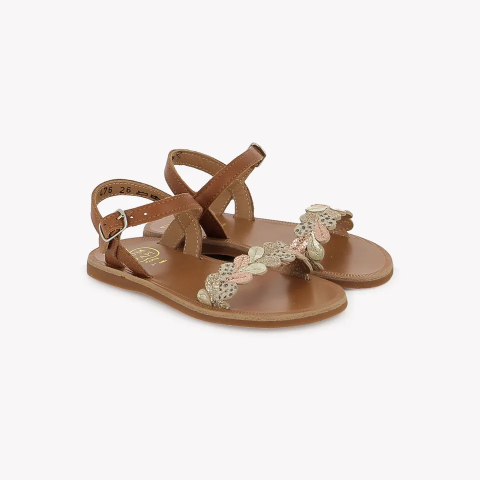 pom-d-api-plagette-ferns-nappa-sandales-enfant-fille-cuero-marron image 1