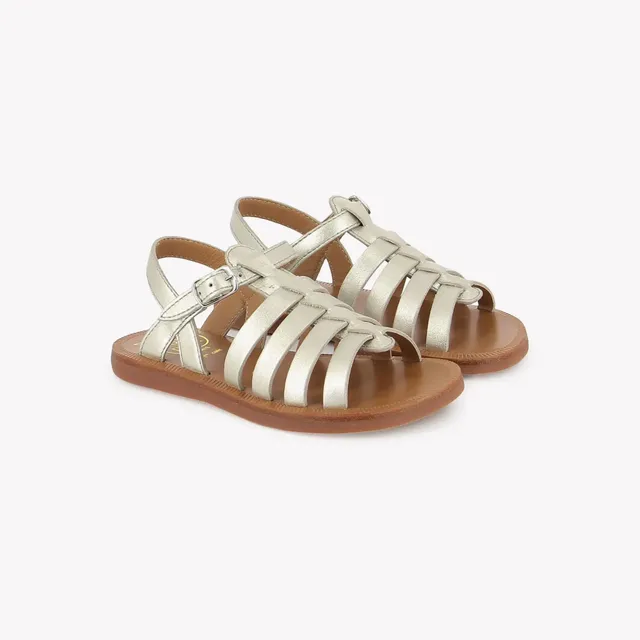pom-d-api-plagette-strap-laminato-sandales-enfant-fille-platine-light image 1