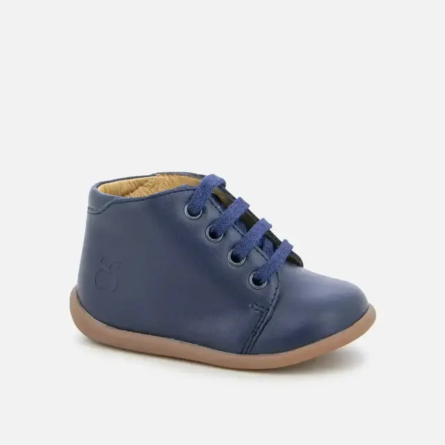 pom-d-api-stand-up-bottine-chaussure-premiers-pas-lacets-bleu-marine image 1