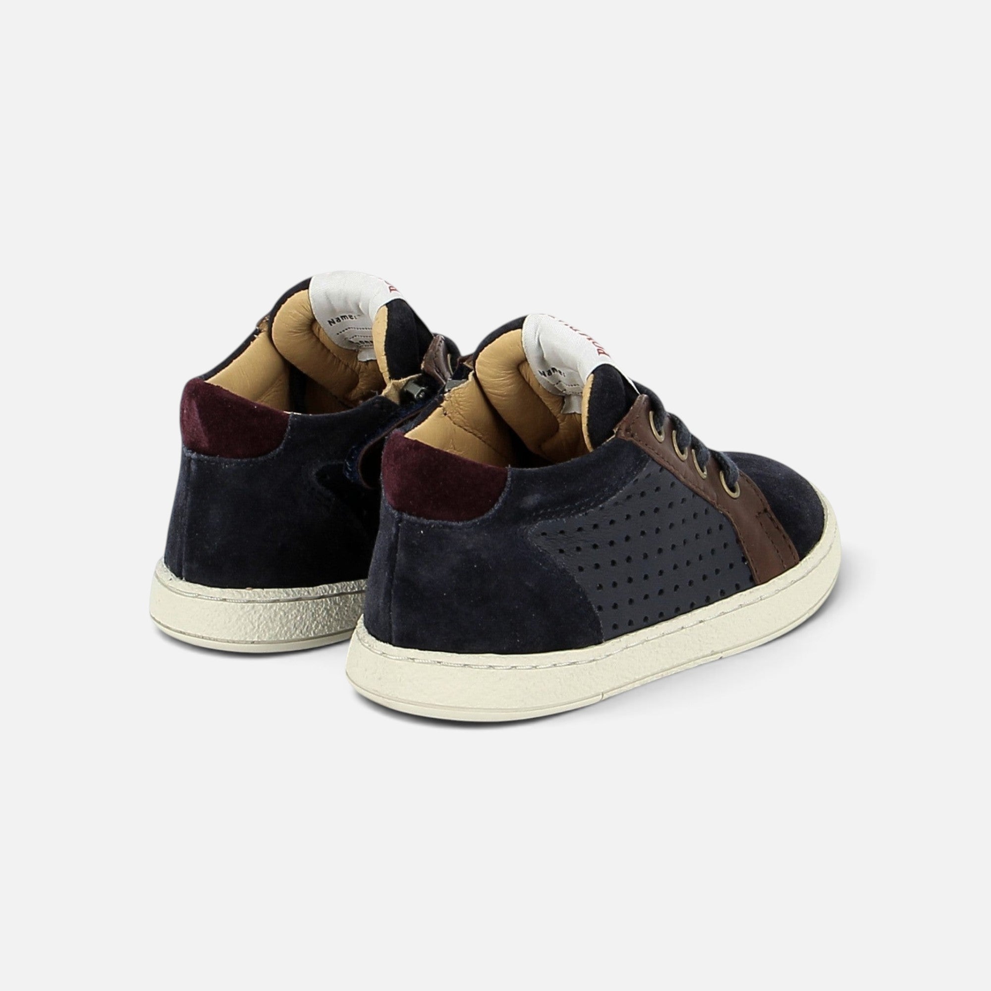 pom-d-api-mousse-lace-perfo-basket-gar-on-navy-brown-cuir image 2