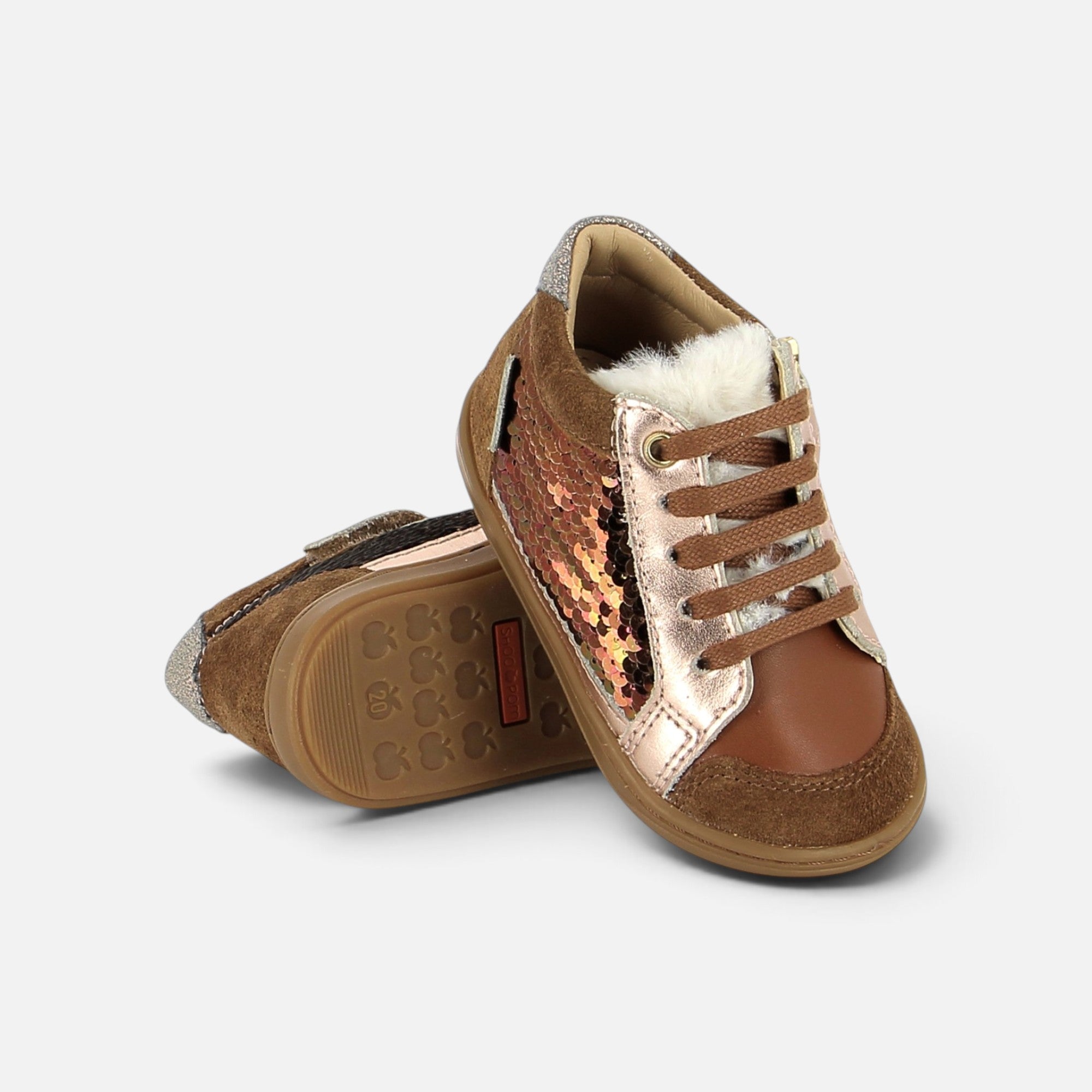 shoo-pom-bouba-connect-baskets-premiers-pas-camel-light-copper-fille image 2