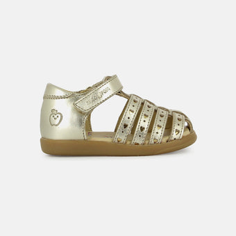 shoo-pom-pika-love-sandale-premiers-pas-cuir-laminato-platinum-goud image 4