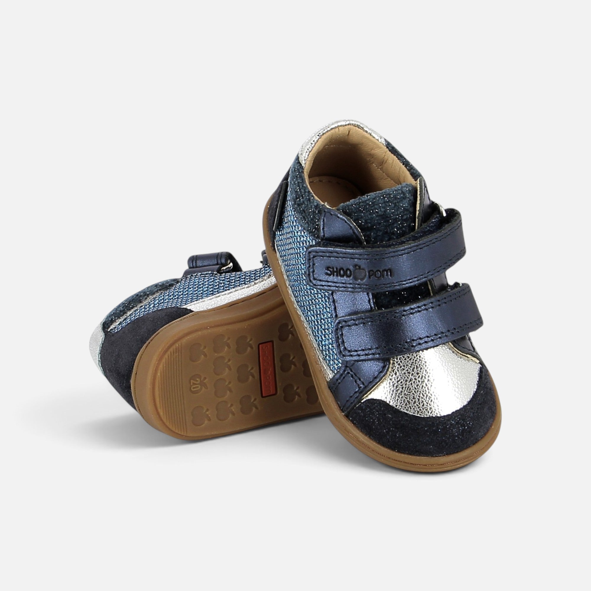 shoo-pom-bouba-easy-co-chaussures-premiers-pas-navy-silver image 2