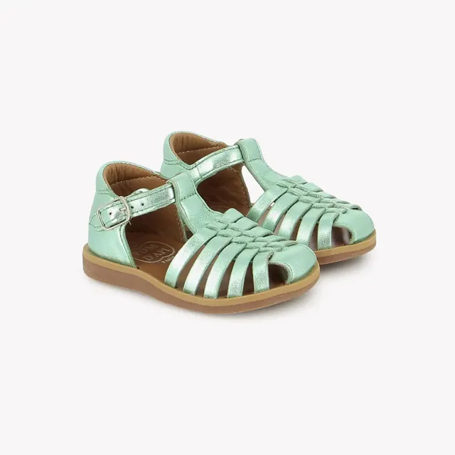 pom-d-api-poppy-pitti-sandale-premiers-pas-vert-d-eau image 1
