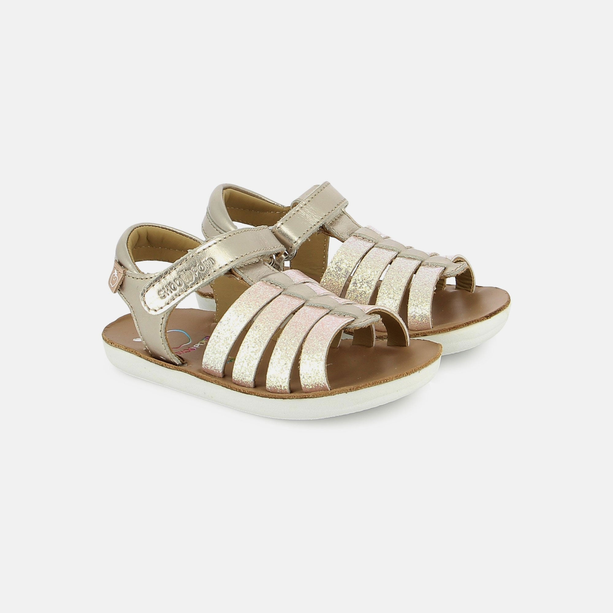 shoo-pom-goa-spart-sandale-enfant-cuir-lt-brons-platinum image 1